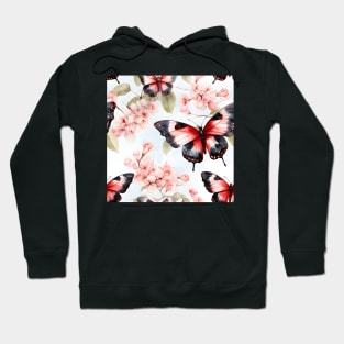 Butterflies Watercolor 14 - Red Admiral Hoodie